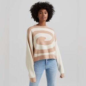 Bershka Swirl Pattern Sweater in Cream and Brown